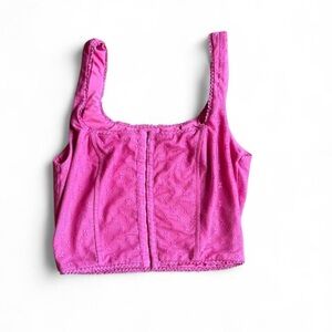 Princess Polly Lace Crop Tank Top Hot Pink Fuchsia Size 2